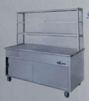 S/S TEA COUNTER WITH GLASS OVERSHELF