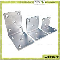 T Rex DIY VICO Multi Holes Heavy Duty L Shape Angle Joint Bracket   Steel Zinc Plated Furniture Reinforcement Support