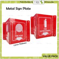 T Rex DIY Fire Extinguisher / Fire Hose V Shape Metal Sign Plate   Heavy Duty Wall Mount Fire Safety Sign Board