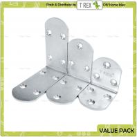 T Rex DIY HANA Heavy Duty L Shape Steel Corner Bracket Half Round Multi Hole Furniture Shelf Support Zinc Plated