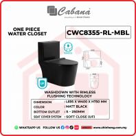 Cabana CWC8355-RL-MBL One Piece Water Closet Washdown With Rimless Flushing Technology Cabana CWC8355-RL-MBL One Piece Water Closet Washdown With Rimless Flushing Technology