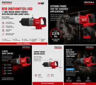 MILWAUKEE M18 ONEFHIWF1DS-0X0 �C M18 FUEL™ ONE-KEY™ 1�� D-Handle High Torque Impact Wrench Short Anvil
