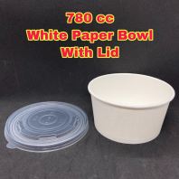 Single Wall Paper Bowl 780cc with cover (Plain white) 