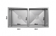 SLINE SUS304 8845 UNDER-MOUNT SQUARE DOUBLE BOWL - 00600K (V) SLINE SUS304 8845 UNDER-MOUNT SQUARE DOUBLE BOWL - 00600K (V)