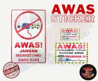 AWAS LORRY STICKER - BUS, TRAILER, TRUCK & LORRY (AWAS CAUTION & WARNING)