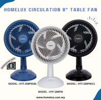 Homelux 8'' Circulation Table Fan / Living Fan / 8'' Fan Blade HTF-208PW Kipas Angin ������ȼ��� Kipas Me