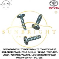 SCRSWPWTVIOM - TOYOTA VIOS / ALTIS / CAMRY / YARIS / HIGHLANDER / RAV4 / PRIUS C / HILUX / INNOVA / FORTUNER / UNSER / ALPHARD / VELLFIRE / LEXUS SCREW FOR POWER WINDOW SWITCH ( 3PC / SET )