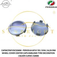 CAPWCPMYVSC53MM - PERODUA MYVI '05 / VIVA / ALZA RIM WHEEL COVER CENTER CAPS EMBLEMS TYRE DECORATION ( SILVER CURVE ) 53MM