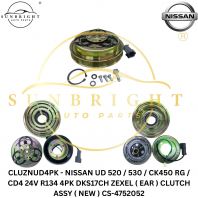 NISSAN UD 520 / 530 / CK450 RG / CD4 24V R134 4PK DKS17CH ZEXEL ( EAR ) CLUTCH ASSY ( NEW ) CS-4752052