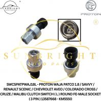 SWCSPATPWAJ18L - PROTON WAJA PATCO 1.8 / SAVVY / RENAULT SCENIC / CHEVROLET AVEO / COLORADO CROSS / CRUZE / MALIBU CLUTCH SWITCH ( L ) ROUND FE-MALE SOCKET ( 3 PIN ) 13587668 - KM5550