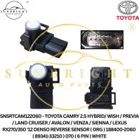 SNSRTCAM122060 - TOYOTA CAMRY 2.5 HYBRID/ WISH / PREVIA / LAND CRUISER / AVALON / VENZA / SIENNA / LEXUS RX270/350 '12 DENSO REVERSE SENSOR ( ORG ) 188400-2060 ( 89341-33210 ) 070 ( 6 PIN ) WHITE
