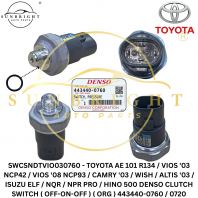 TOYOTA AE 101 R134 / VIOS '03 NCP42 / VIOS '08 NCP93 / CAMRY '03 / WISH / ALTIS '03 / ISUZU ELF / NQR / NPR PRO / HINO 500 DENSO CLUTCH SWITCH ( OFF-ON-OFF ) ( ORG ) 443440-0760 / 0720