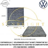 VOLKSWAGEN GOLF '14 MK7 / PASSAT B8 '16 / AUDI A3 8V '13 / TIGUAN MK2 '17 / AUDI RS3 '22 CABIN AIR FILTER ( PC ) 5Q0 819 653 - CARBON