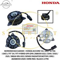 MORDNDHACC142020 - HONDA ACCORD '14 / JAZZ '14 T5A ( GK5 ) / FIT '14 / FIT HYBRID GP5 GP6 ( 268000-2111 / 2140 / 2021 / 2121 / 38616-5R1-003 ) DENSO RADIATOR MOTOR ( ORG ) AE268000-2020 ( WIRE RED / BLACK ) 2 PIN