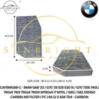 BMW G68 '23 / G70 '25 525 530 i5 / G70 735li 740Li 740eX 740i 750eX 760iX M760eX i7 M70L / G60 / G61 DENSO CARBIN AIR FILTER ( PC ) 64 11 5 A54 7D4 - CARBON