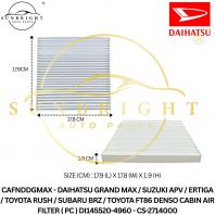 DAIHATSU GRAND MAX / SUZUKI APV / ERTIGA / TOYOTA RUSH / SUBARU BRZ / TOYOTA FT86 DENSO CABIN AIR FILTER ( PC ) DI145520-4960 - CS-2714000