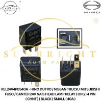 REL24V4PBS40A - HINO DUTRO / NISSAN TRUCK / MITSUBISHI FUSO / CANTER 24V NAIS HEAD LAMP RELAY ( ORG ) 4 PIN ( CHNT ) ( BLACK ) SMALL ( 40A )