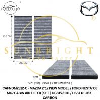MAZDA 2 '12 NEW MODEL  FORD FIESTA '08 MK7 CABIN AIR FILTER ( SET ) DG81V3101  D651-61-J6X - CARBON