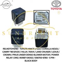 RELNDTOY6780 - TOYOTA HIACE LH113 / COROLLA AE101 / CAMRY '98 SXV20 / HILUX / RAV4 / LAND CRUISER / LEXUS / CROWN / PRIUS UNSER DENSO BLOWER MOTOR / POWER RELAY ( ORG ) 90987-04002 / 056700-6780 - 5 PIN - BLACK BODY
