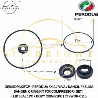 ORIKSDPAXIFCP - PERODUA AXIA / VIVA / KANCIL / KELISA SANDEN ORING KIT FOR COMPRESSOR ( SET ) ( LIP SEAL 1PC + BODY ORING 1PC ) CT=WOR-0115