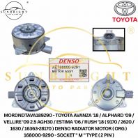 MORDNDTAVA189290 - TOYOTA AVANZA '18 / ALPHARD '09 / VELLIRE '09 2.5 AGH30 / ESTIMA '06 / RUSH '18 ( 9170 / 2620 / 1630 / 16363-28170 ) DENSO RADIATOR MOTOR ( ORG ) 168000-9290 - SOCKET " M " TYPE ( 2 PIN )