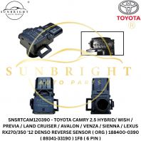 SNSRTCAM120390 - TOYOTA CAMRY 2.5 HYBRID/ WISH / PREVIA / LAND CRUISER / AVALON / VENZA / SIENNA / LEXUS RX270/350 '12 DENSO REVERSE SENSOR ( ORG ) 188400-0390 ( 89341-33190 ) 1F8 ( 6 PIN )