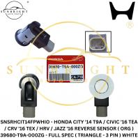 SNSRHCIT14FPWHIO - HONDA CITY '14 T9A / CIVIC '16 TEA / CRV '16 TEX / HRV / JAZZ '16 REVERSE SENSOR ( ORG ) 39680-T9A-000ZG - FULL SPEC ( TRIANGLE - 3 PIN ) WHITE