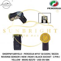 SNSRPMY18RYELO - PERODUA MYVI '18 D20N / BEZZA REVERSE SENSOR ( NEW ) REAR ( BLACK SOCKET - 3 PIN ) YELLOW - 89341-BZ170 - USS-05-58K
