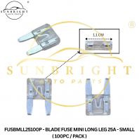 FUSBMLL25100P - BLADE FUSE MINI LONG LEG 25A - SMALL ( 100PC / PACK )