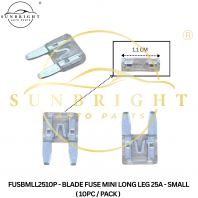 FUSBMLL2510P - BLADE FUSE MINI LONG LEG 25A - SMALL ( 10PC / PACK )