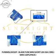 FUSBMSL15O10P - BLADE FUSE MINI SHORT LEG 15A ( ORG ) MINI ( 10PC/PACK )