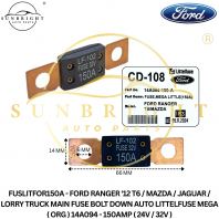 FUSLITFOR150A - FORD RANGER '12 T6 / MAZDA / JAGUAR / LORRY TRUCK MAIN FUSE BOLT DOWN AUTO LITTELFUSE MEGA ( ORG ) 14A094 - 150AMP ( 24V / 32V )