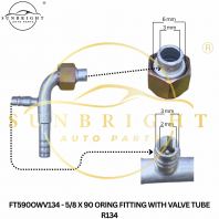 FT590OWV134 - 5/8 X 90 ORING FITTING WITH VALVE TUBE R134