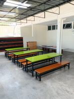 Heavy Duty Canteen Table & Bench Set (Fiberglass Top)   Industrial Cafeteria & R&R Furniture  Meja Kantin Besi Fiberglass  ʳ������ / ���������� Malaysia