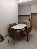 Ceramic Dining Table Set 6 Chairs | Japandi Modern Dining Table | Solid Wood Legs & PU Dining Chairs | Meja Makan Berkualiti Malaysia