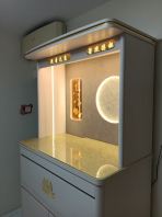 Modern LED Home Altar Cabinet with Storage   Premium Ancestor Worship Table with Marble Top & Soft Warm Lighting  Chinese Prayer Cabinet with Drawer & Shelving  Suitable for Condo, Apartment & Landed House  Altar Cabinet Supplier Malaysia (Penang, KL, Selangor & Nationwide)