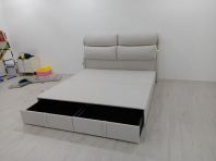 Modern Storage Bed Frame with Drawer   Queen & King Size Bed Frame with Upholstered Headboard  Platform Bed with Built-in Storage  Suitable for Home, Condominium & Apartment  Bedroom Furniture Supplier Malaysia (Penang, KL, Selangor & Nationwide)