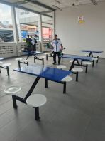 Fibreglass Canteen Table & Bench Set   Heavy Duty Canteen Dining Table with Fixed Stool Seats  Set Meja Makan Kantin Fibreglass  Suitable for School, Factory Canteen, KTMB Station & R&R  Supplier Penang, Kedah & Northern Malaysia