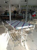 Stainless Steel Restaurant Table Set   Meja Makan Stainless Steel 4 Seater  Cafe Table and Chair Set  Kedai Makan Furniture  Supplier Penang, Prai, Bukit Mertajam, Butterworth, Kulim