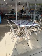 Stainless Steel Restaurant Table Set   Meja Makan Stainless Steel 4 Seater  Cafe Table and Chair Set  Kedai Makan Furniture  Supplier Penang, Prai, Bukit Mertajam, Butterworth, Kulim