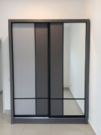 Sliding Door Wardrobe with Mirror   Modern Bedroom Storage Cabinet  Wardrobe Supplier Malaysia Penang Prai Bukit Mertajam