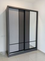 Sliding Door Wardrobe with Mirror   Modern Bedroom Storage Cabinet  Wardrobe Supplier Malaysia Penang Prai Bukit Mertajam