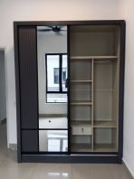 Sliding Door Wardrobe with Mirror   Modern Bedroom Storage Cabinet  Wardrobe Supplier Malaysia Penang Prai Bukit Mertajam