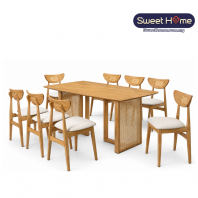 KYSON Solid Wood Dining Table & Chair Set - 8 Seater Dining Set