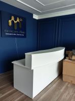 White Reception Counter Malaysia | Clinic Reception Desk & Front Office Counter - Kaunter Reception Putih | Meja Kaunter Klinik & Pejabat Moden | Deliver Penang Island, Batu Kawan, Bertam, Sungai Petani. Lunas, KL, Puchong