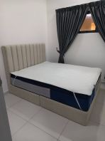 Hotel Style Upholstered Storage Bed with Premium Mattress | Modern Glass Door Wardrobe Cabinet | Modern Condo Bedroom Furniture | Queen Bed Frame |  Deliver Tanjong Tokong, Andaman, Jelutong, Queensbay, Batu Kawan, Bertam 