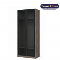 2 Door Swing Transparent Door Wardrobe (ID- DR Matte Black) | Mix and Match Bedroom Wardrobe