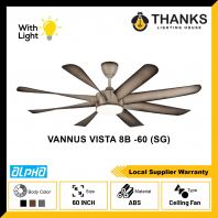 ALPHA VANNUS VISTA 8B 60 CEILING FAN WITH LIGHT STEEL GREY