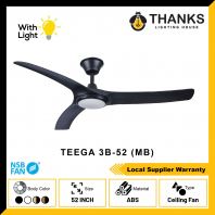 NSB TEEGA 3B 52 CEILING FAN WITH LIGHT MATTE BLACK