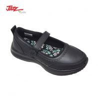 VELCRO STRAP BLACK SCHOOL SHOE (204/306-037-BK)(MX.XN)